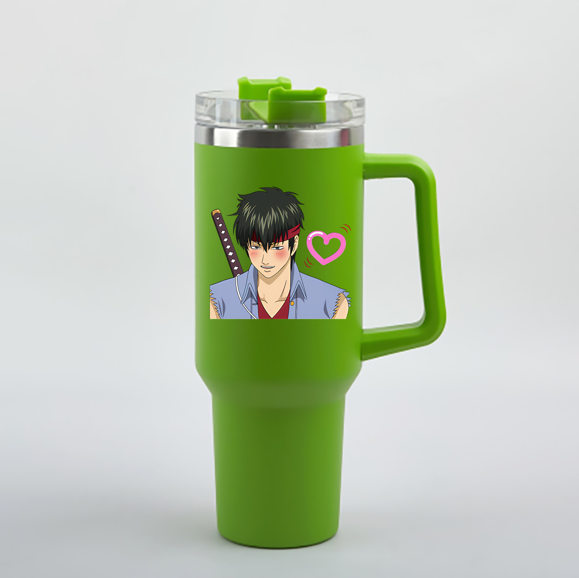 （画像用） ぎんたま 坂田銀時（さかたぎんとき） 神楽 志村新八（しむら しんぱち） GINTAMA Sakata Gintoki Kagura Shimura Shinpachi 1200mL車用タンブラー - クリスタルステッカー（プラスチックストロー付き）